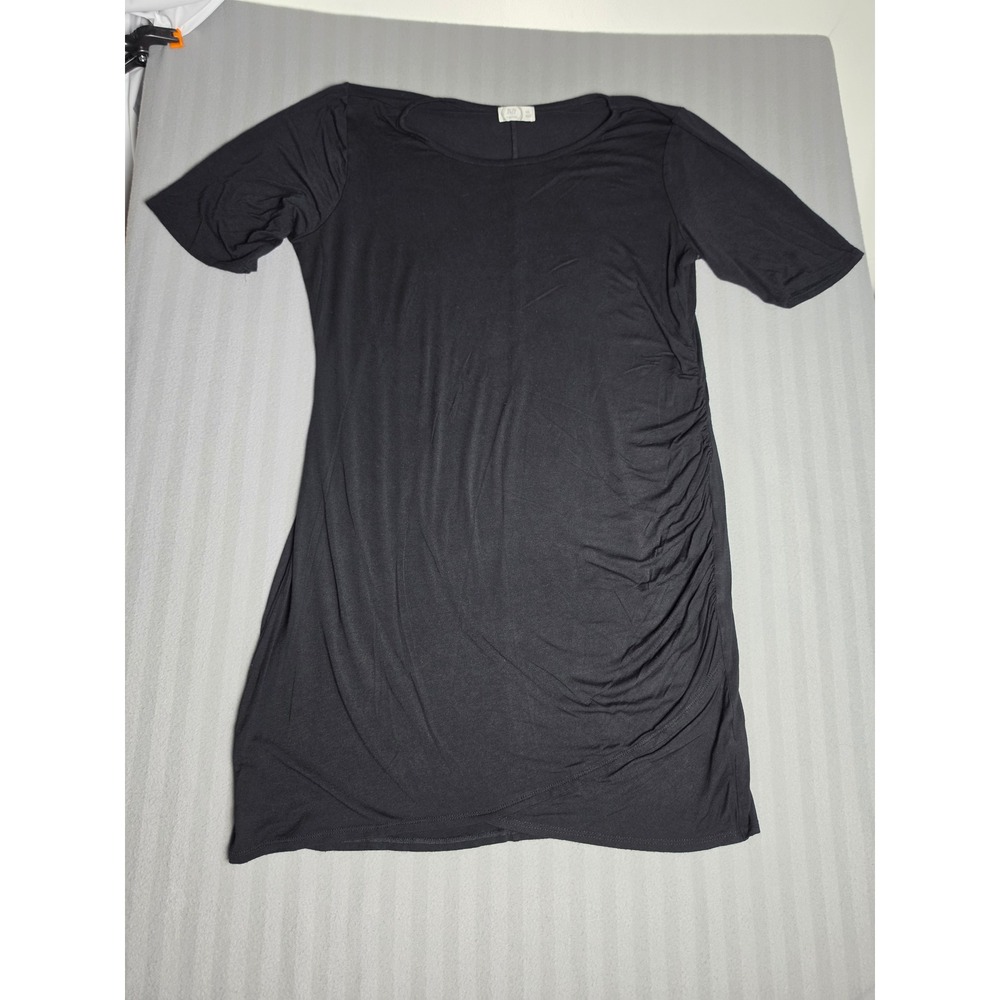 Maurices 24/7 Womens XXL Black Ruched Side Short Sleeve Jersey T-Shirt Dress